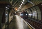 train moving in an underground train station